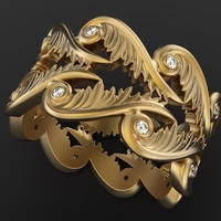 Small Baroque Ring Hearts Wings 3D Printing 237963