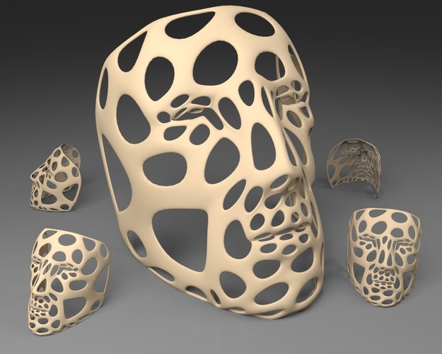 Polygon Mask - Voronoi Style (Single walled) 3D Print 23813