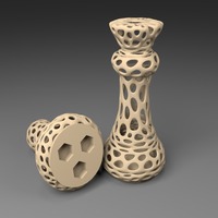 Small 3xM8: Voronoi Chess Set with inlets for 3 x M8 Nuts 3D Printing 23820