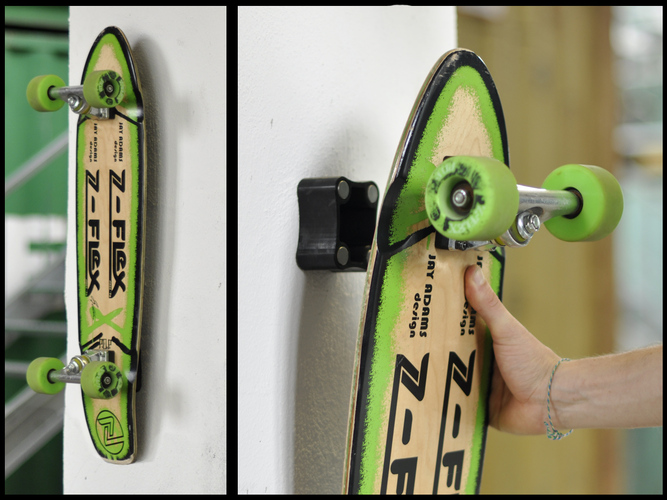 Magnetic Skateboard/Longboard Holder (Metric) 3D Print 23899 Magnetic Skateboard/Longboard Holder (Metric) 3D Print 23899