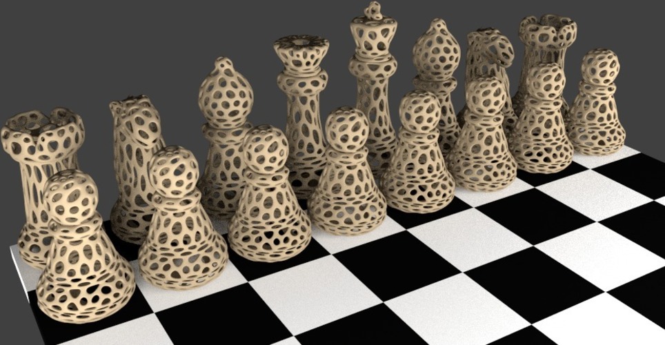 Chess Set - Voronoi Style 3D Print 23917