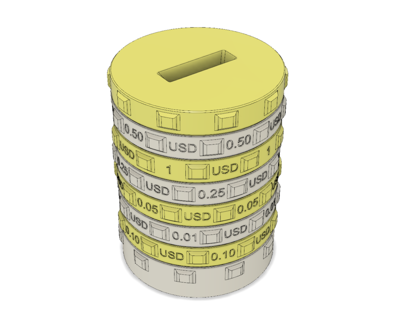 Sorting piggy bank USD (S size)