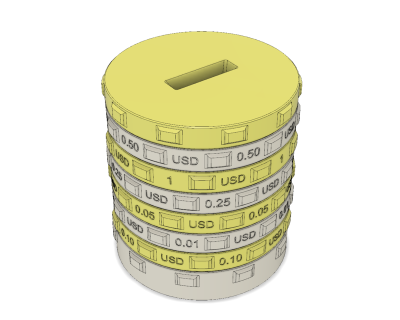 Sorting piggy bank USD (M size)