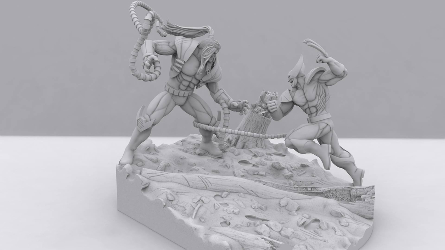 Wolverine vs Omega red Diorama 3D Print 242345 Wolverine vs Omega red Diorama 3D Print 242345