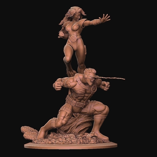Cyclops and Phoenix Diorama + Free Extras 3D Print 242375 Cyclops and Phoenix Diorama + Free Extras 3D Print 242375