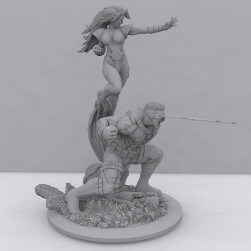 Cyclops and Phoenix Diorama + Free Extras 3D Print 242379 Cyclops and Phoenix Diorama + Free Extras 3D Print 242379