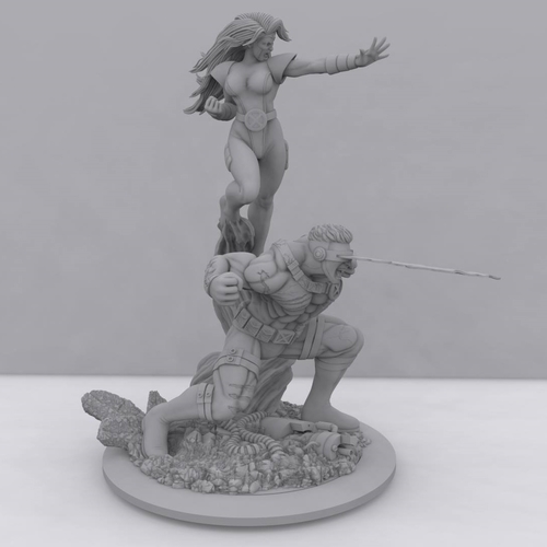 Cyclops and Phoenix Diorama + Free Extras 3D Print 242381 Cyclops and Phoenix Diorama + Free Extras 3D Print 242381