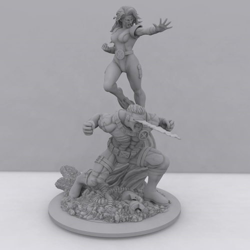 Cyclops and Phoenix Diorama + Free Extras 3D Print 242384 Cyclops and Phoenix Diorama + Free Extras 3D Print 242384