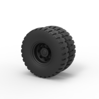 Small Diecast Double wheel 3 3D Printing 242531