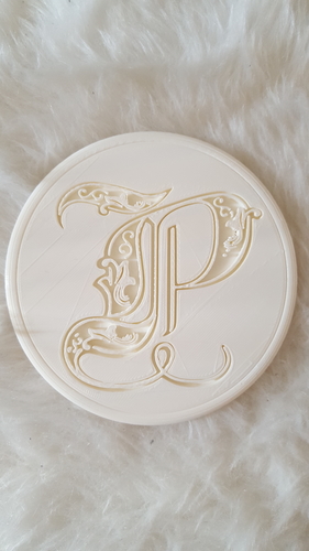 Coaster with letter 'P' 3D Print 242755 Coaster with letter 'P' 3D Print 242755