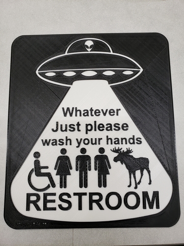 Alien Abduction Bathroom sign (Moose) 3D Print 243937 Alien Abduction Bathroom sign (Moose) 3D Print 243937