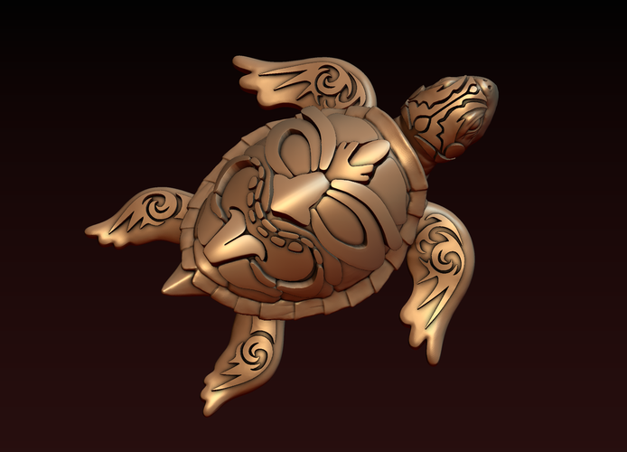 Turtle with Tiki Mask Ornament 3D Print 244568