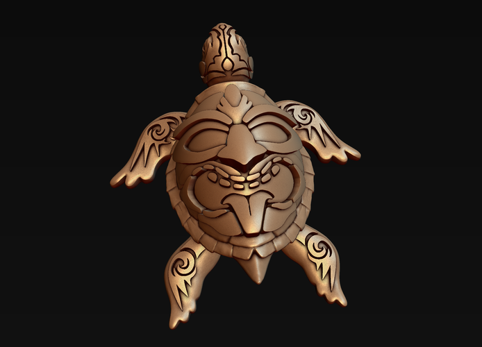 Turtle with Tiki Mask Ornament 3D Print 244570
