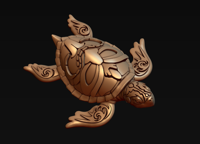 Turtle with Tiki Mask Ornament 3D Print 244578