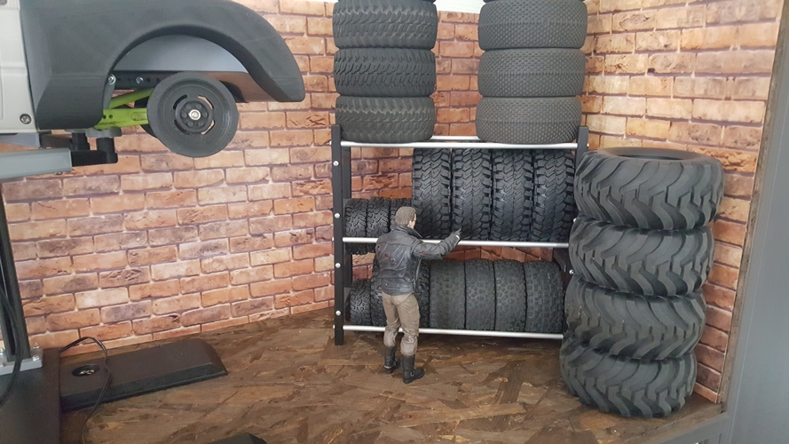 RC tire shelf 1/10 for Crawler Scaler Trucks Cars 3D Print 246127 RC tire shelf 1/10 for Crawler Scaler Trucks Cars 3D Print 246127