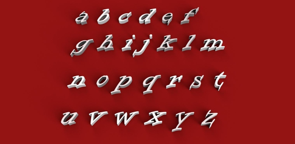 INFORMAL ROMAN font uppercase and lowercase 3D letters STL file 3D Print 249103 INFORMAL ROMAN font uppercase and lowercase 3D letters STL file 3D Print 249103