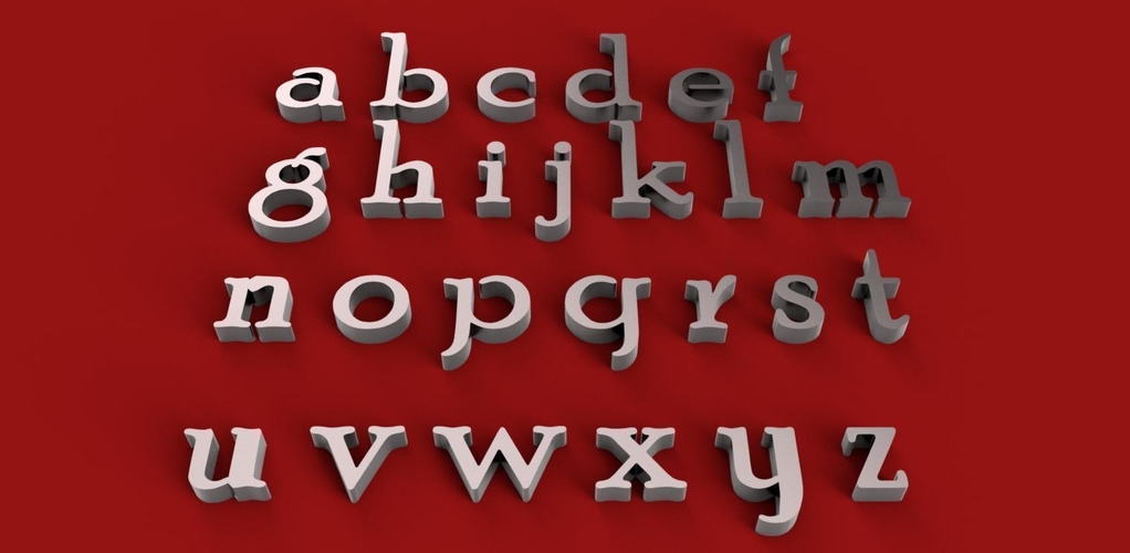 POOR RICHARD font uppercase and lowercase 3D letters STL file 3D Print 250163 POOR RICHARD font uppercase and lowercase 3D letters STL file 3D Print 250163