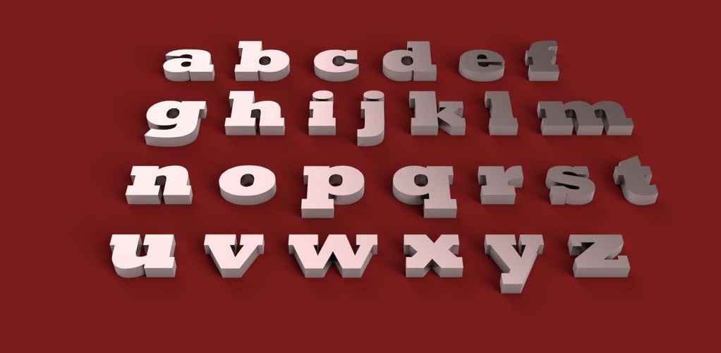 ROCKWELL EXTRA BOLD font uppercase and lowercase 3D letters 3D Print 250936 ROCKWELL EXTRA BOLD font uppercase and lowercase 3D letters 3D Print 250936