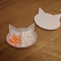 Small Cat shaped box with divider and small ramp for pills 3D Printing 25272