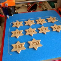 Small Stars with numbers from 1 to 50 embossed on 3D Printing 25278
