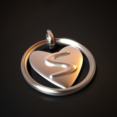 "S" Heart necklace pendant 3D Print 253011 "S" Heart necklace pendant 3D Print 253011