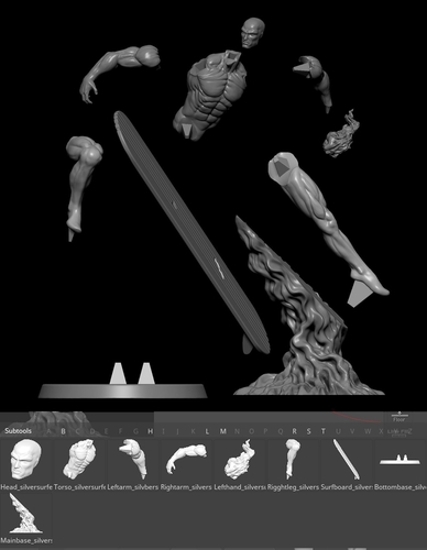Silver Surfer in action - 3D print model 3D Print 253352 Silver Surfer in action - 3D print model 3D Print 253352