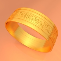 Small Wedding Gold Ring KTWR01 3D Printing 253443