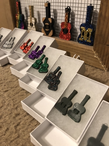 Guitar Earrings & Necklace - (Production samples included) 3D Print 257142