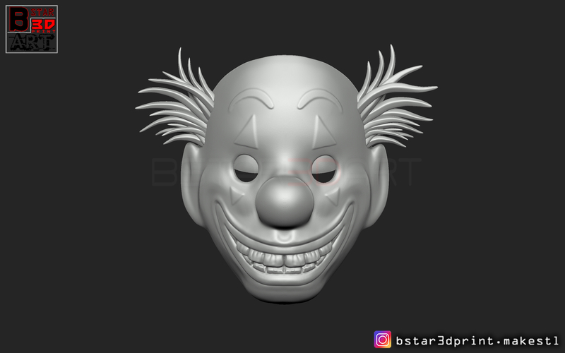 Joker Mask 2019 with hair - Clown mask 2019 - Halloween Mask  3D Print 258112