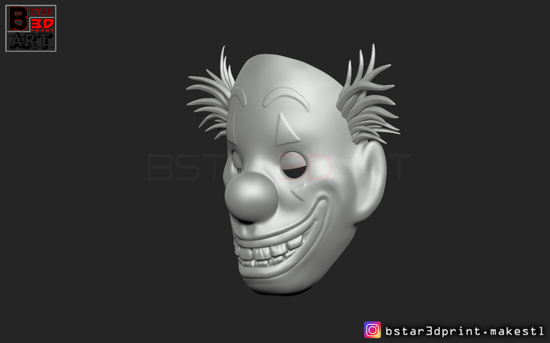 Joker Mask 2019 with hair - Clown mask 2019 - Halloween Mask  3D Print 258113