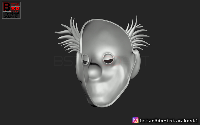 Joker Mask 2019 with hair - Clown mask 2019 - Halloween Mask  3D Print 258115