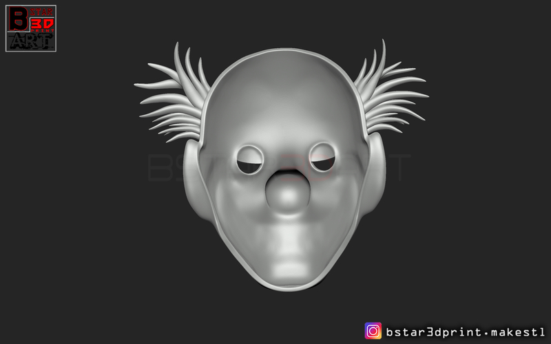 Joker Mask 2019 with hair - Clown mask 2019 - Halloween Mask  3D Print 258116