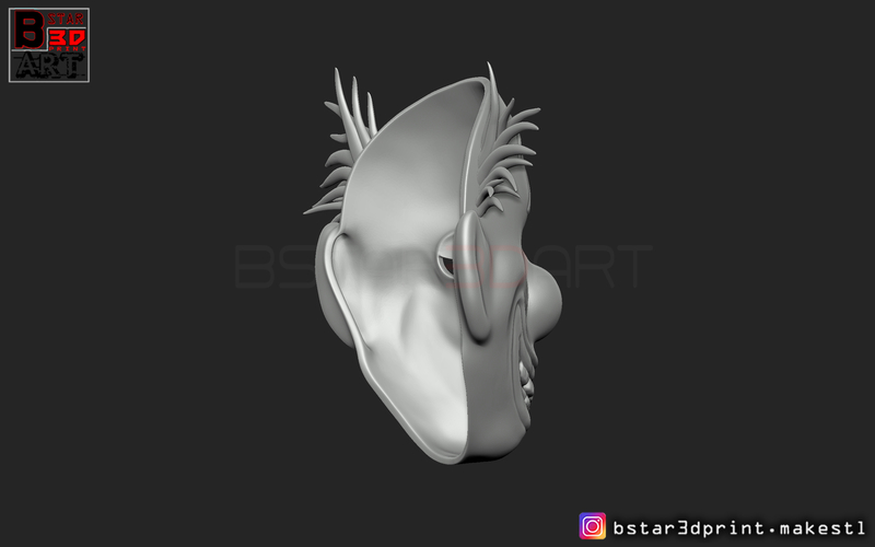 Joker Mask 2019 with hair - Clown mask 2019 - Halloween Mask  3D Print 258117