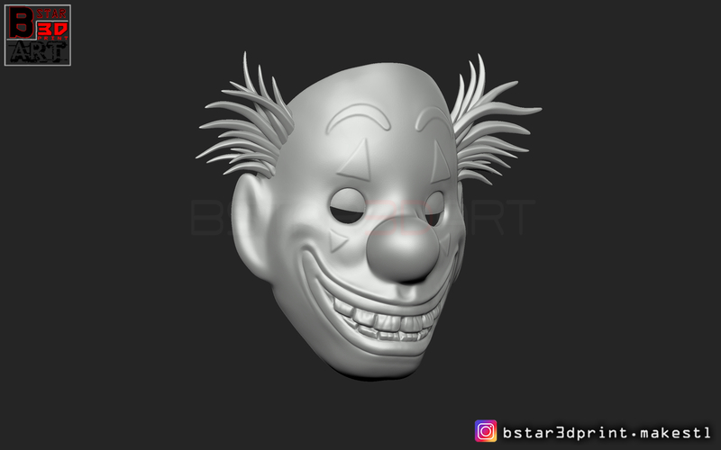 Joker Mask 2019 with hair - Clown mask 2019 - Halloween Mask  3D Print 258118