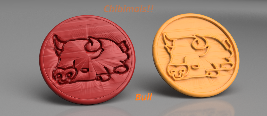 Bull chibimals coaster (pair) 3D Print 258701 Bull chibimals coaster (pair) 3D Print 258701