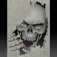 Small Skull monster bas-relief STL file for CNC or 3D printing 3D Printing 259461