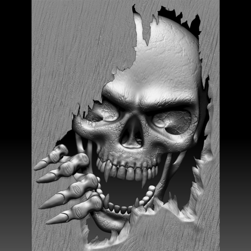Skull monster bas-relief STL file for CNC or 3D printing 3D Print 259463