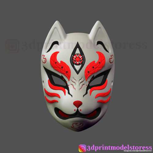 Japanese Fox Mask Demon Kitsune Cosplay  3D Print 259836