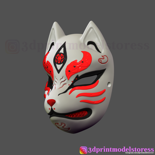 Japanese Fox Mask Demon Kitsune Cosplay  3D Print 259837