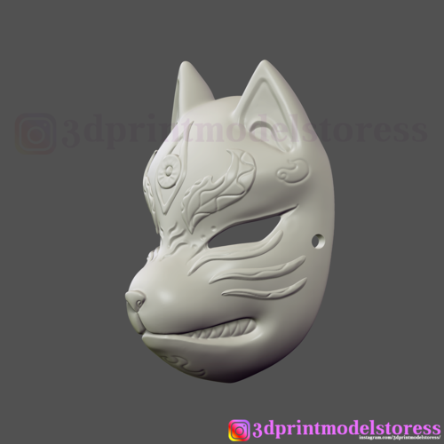 Japanese Fox Mask Demon Kitsune Cosplay  3D Print 259840