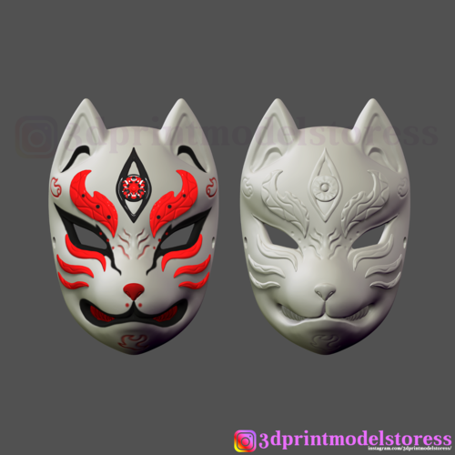 Japanese Fox Mask Demon Kitsune Cosplay  3D Print 259842