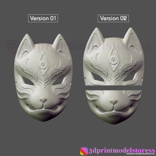 Japanese Fox Mask Demon Kitsune Cosplay  3D Print 259843