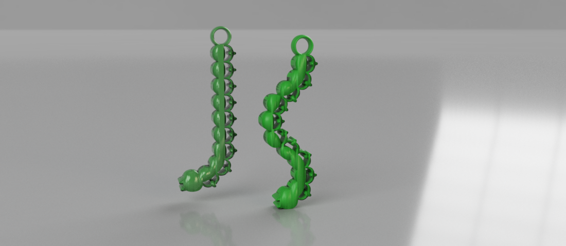 Catarpillar earrings (pair) 3D Print 260831 Catarpillar earrings (pair) 3D Print 260831