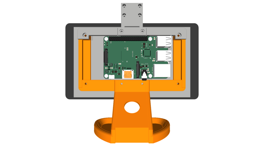 PiMac - Raspberry Pi 7 Inch Touch Screen Stand (with Camera) 3D Print 261063 PiMac - Raspberry Pi 7 Inch Touch Screen Stand (with Camera) 3D Print 261063