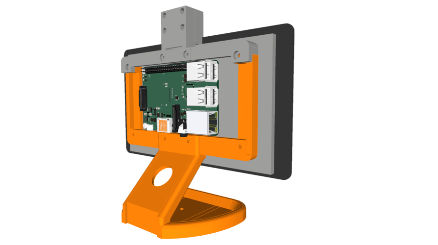 PiMac - Raspberry Pi 7 Inch Touch Screen Stand (with Camera) 3D Print 261064 PiMac - Raspberry Pi 7 Inch Touch Screen Stand (with Camera) 3D Print 261064