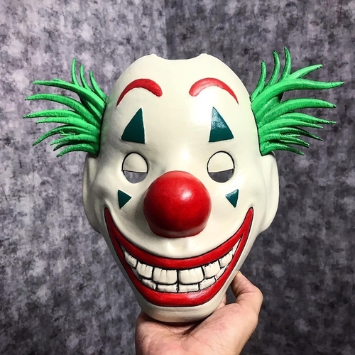 Joker Mask 2019 with hair - Clown mask 2019 - Halloween Mask  3D Print 261404