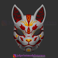 Small Japanese Fox Mask Demon Kitsune Costume Cosplay Helmet STL File  3D Printing 261849