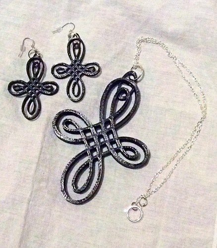 Celtic knot cross and earrings 3D Print 26473