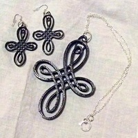 Small Celtic knot cross and earrings 3D Printing 26473
