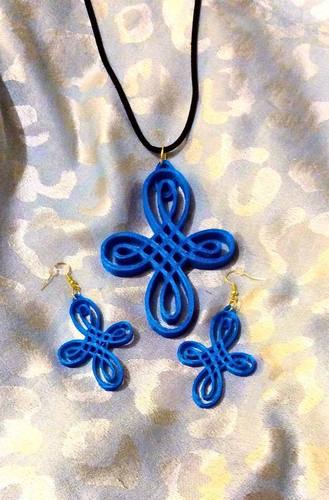 Celtic knot cross and earrings 3D Print 26474